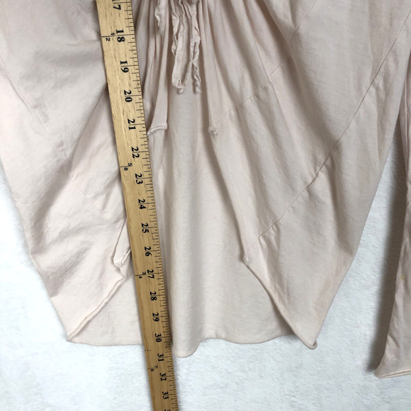 VELVET by Graham & Spencer 100% Cotton Ruffle‎ Top Sz S Pink Tie Front L/S USA - Picture 7 of 10